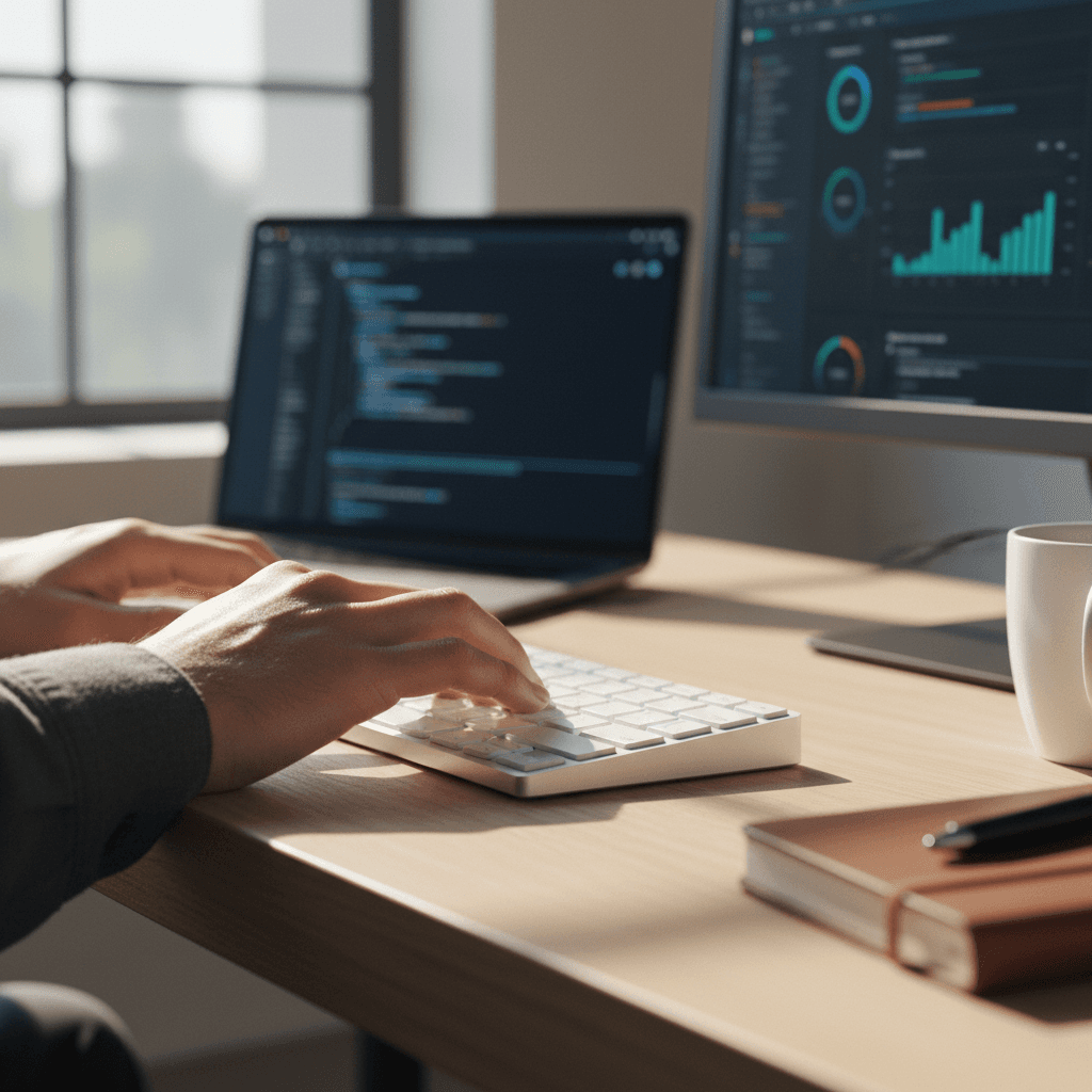 Software developer collaborating on project